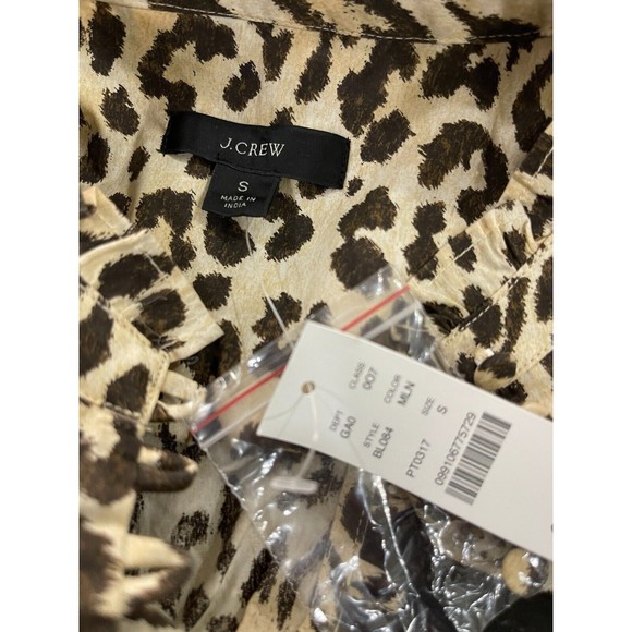 JCrew Reimagined Leopard Print Pullover Puffy Sleeve Shirt‎ Small NWT - Picture 6 of 9